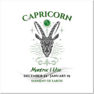 Zodiac Capricorn Mantra Posters and Art